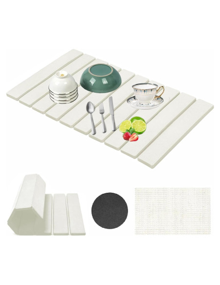 Alfombrilla de Secado de Platos Diatomita LYkotama 60x40cm Blanca