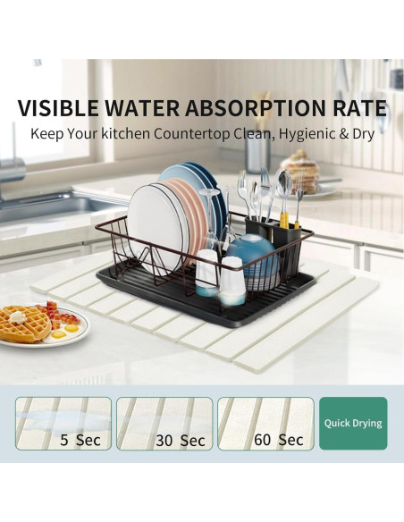 Alfombrilla de Secado de Platos Diatomita LYkotama 60x40cm Blanca