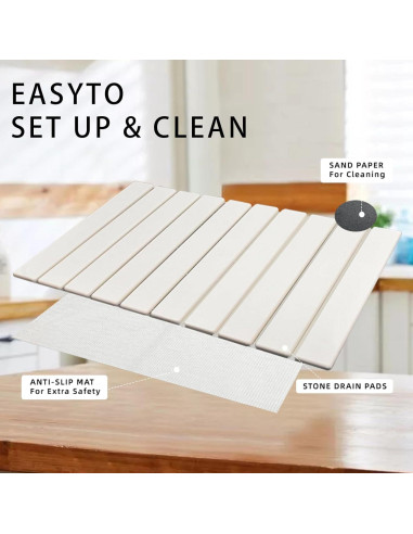 Alfombrilla de Secado de Platos Diatomita LYkotama 60x40cm Blanca