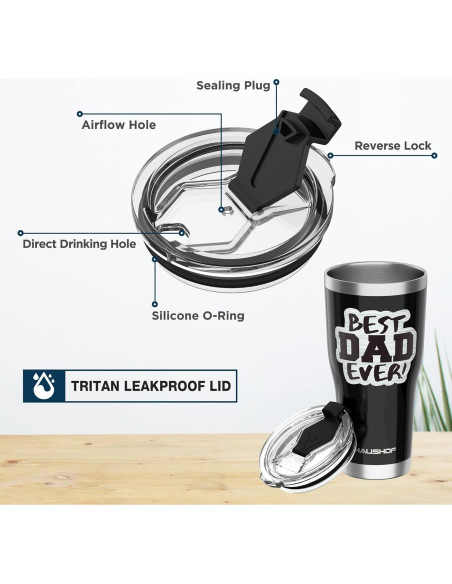 Vaso de Acero Inoxidable 20oz HAUSHOF - Mejor Papá Negro