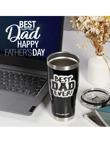 Vaso de Acero Inoxidable 20oz HAUSHOF - Mejor Papá Negro