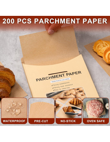 200 Hojas de Papel Pergamino BOOMIBOO 15.24x15.24 cm Anti-adherente