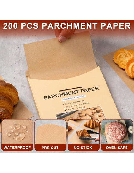 200 Hojas de Papel Pergamino BOOMIBOO 15.24x15.24 cm Anti-adherente