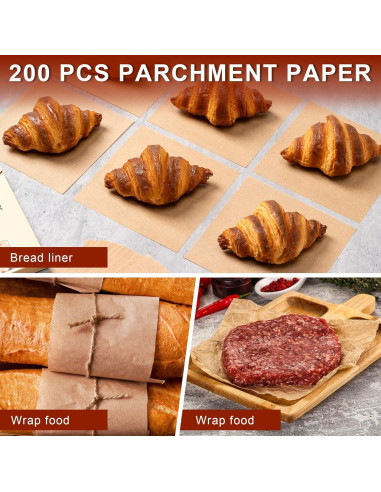 200 Hojas de Papel Pergamino BOOMIBOO 15.24x15.24 cm Anti-adherente