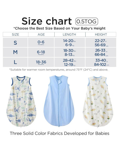 Saco de Dormir para Bebé Duomiaomiao 100% Algodón Orgánico Grande