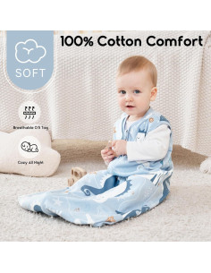 Saco de Sueño para Bebés Yoofoss 0-6 Meses 0.5 Tog Algodón 2