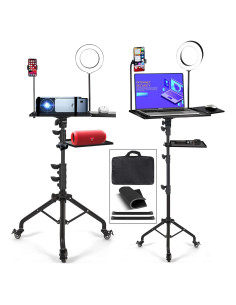 Soporte de Proyector en Trípode con Luz LED y Bandeja 38x28cm