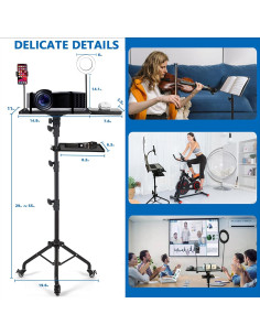 Soporte de Proyector en Trípode con Luz LED y Bandeja 38x28cm 2