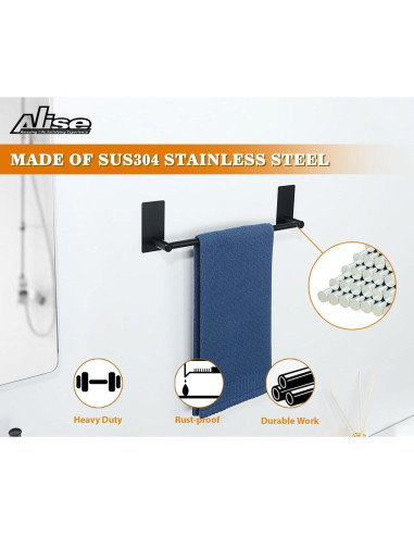 Soporte de Toalla Alise Negro Mate 30.48 cm Acero Inoxidable