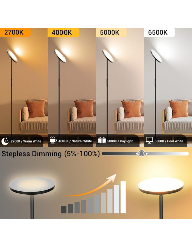 Lámpara de Pie LED Marctronic 36W Regulable con Control Remoto