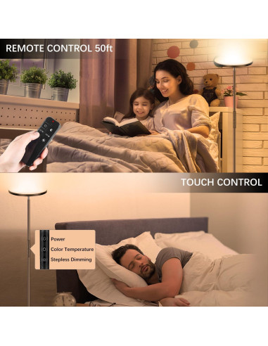 Lámpara de Pie LED Marctronic 36W Regulable con Control Remoto