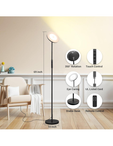 Lámpara de Pie LED Marctronic 36W Regulable con Control Remoto