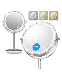 Espejo de Maquillaje Iluminado Auxmir 20.32 cm 1X/10X Recargable