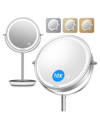 Espejo de Maquillaje Iluminado Auxmir 20.32 cm 1X/10X Recargable