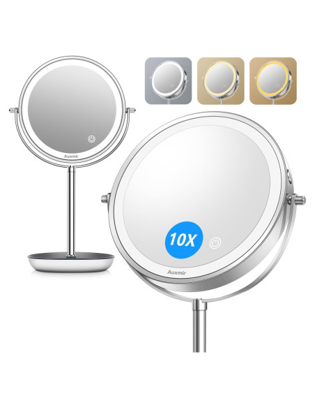 Espejo de Maquillaje Iluminado Auxmir 20.32 cm 1X/10X Recargable