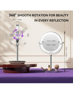 Espejo de Maquillaje Iluminado Auxmir 20.32 cm 1X/10X Recargable 2