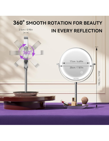 Espejo de Maquillaje Iluminado Auxmir 20.32 cm 1X/10X Recargable