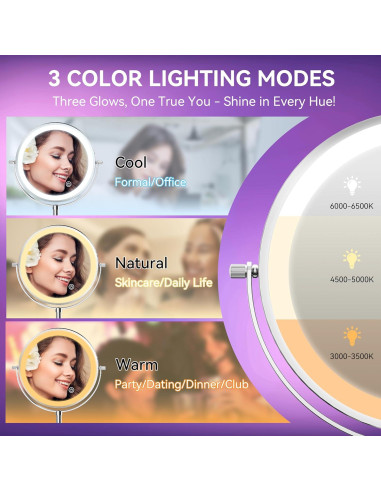 Espejo de Maquillaje Iluminado Auxmir 20.32 cm 1X/10X Recargable