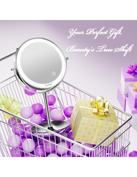 Espejo de Maquillaje Iluminado Auxmir 20.32 cm 1X/10X Recargable