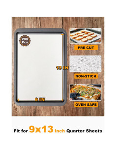 SMARTAKE 200 Hojas de Papel Pergamino 23x33 cm Anti-adherente 2