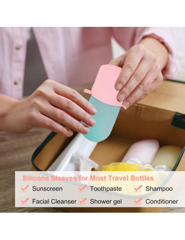 Fundas de Silicona para Botellas de Viaje PATIKIL - 8 Piezas