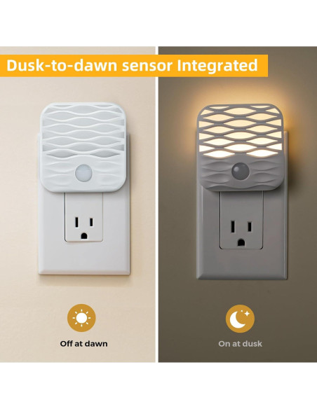 Luces Nocturnas Enchufadas Dawnrise 3000K 10Lm Paquete de 3