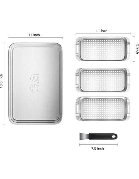 Juego de Cesta para Parrilla G.a HOMEFAVOR Acero Inoxidable 3 Piezas