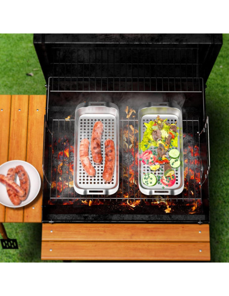 Juego de Cesta para Parrilla G.a HOMEFAVOR Acero Inoxidable 3 Piezas