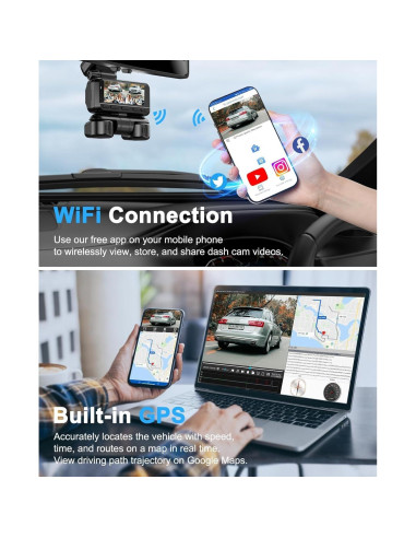 Cámara Dash 4 Canales 360 ZYEIPO 4K Full HD con GPS y Wi-Fi