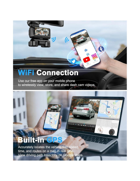 Cámara Dash 4 Canales 360 ZYEIPO 4K Full HD con GPS y Wi-Fi