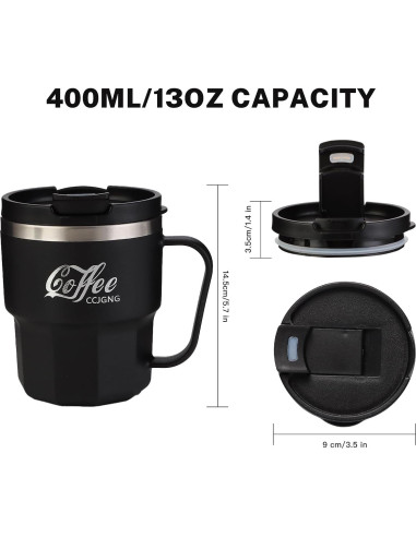 Taza de Café Aislada al Vacío CCJGNG 385 ml Negra