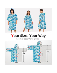 Poncho de Surf Abahub Microfibra Secado Rápido S Flor Azul 2