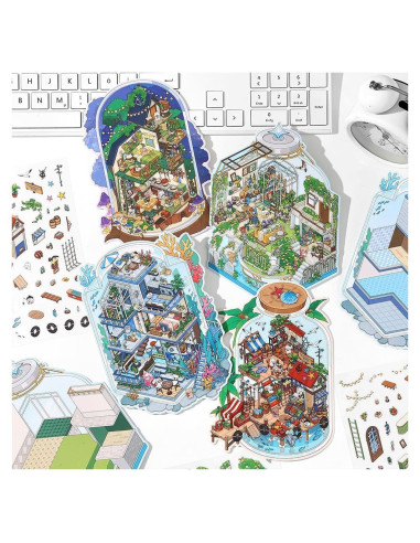 4 Sets de Pegatinas 3D UoYYelly para Alivio del Estrés DIY