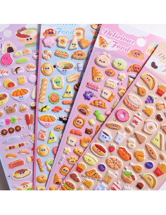 Pegatinas Puffy de Comida para Niños Sisiper - 300 Piezas 2