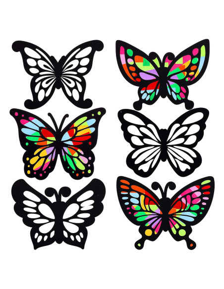 Atrapa Luz Mariposa de Papel Efecto Vitral Outus - 12 Piezas