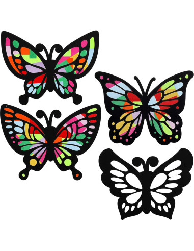 Atrapa Luz Mariposa de Papel Efecto Vitral Outus - 12 Piezas