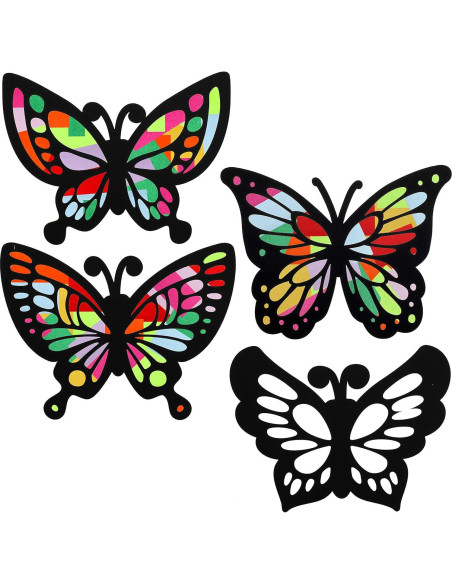 Atrapa Luz Mariposa de Papel Efecto Vitral Outus - 12 Piezas