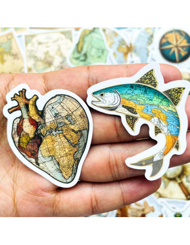 Calcomanías Vintage Mapa Mundial YOKSAS 50 Piezas Impermeables