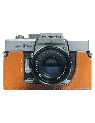 Funda de cámara BolinUS SRT-101 de cuero genuino amarilla