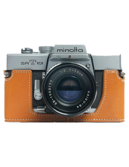 Funda de cámara BolinUS SRT-101 de cuero genuino amarilla