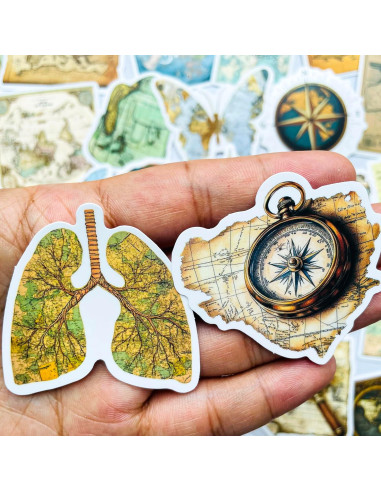 Calcomanías Vintage Mapa Mundial YOKSAS 50 Piezas Impermeables