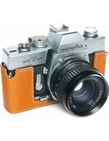 Funda de cámara BolinUS SRT-101 de cuero genuino amarilla