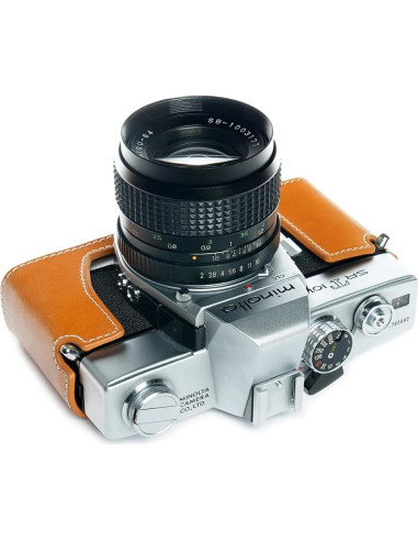 Funda de cámara BolinUS SRT-101 de cuero genuino amarilla