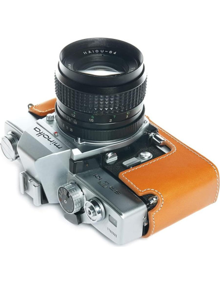 Funda de cámara BolinUS SRT-101 de cuero genuino amarilla