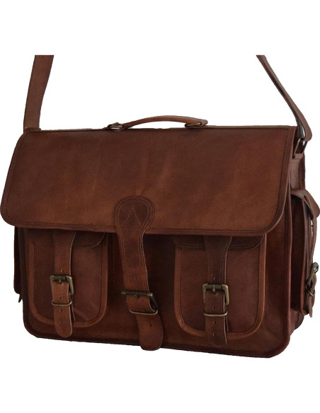 Bolsa de cámara DSLR de cuero vintage M/S Yashwant 38x28x13 cm