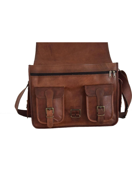 Bolsa de cámara DSLR de cuero vintage M/S Yashwant 38x28x13 cm