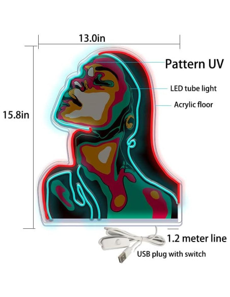 Luz de neón decorativa Shunyingwanda chica 41x33 cm USB