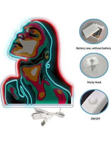 Luz de neón decorativa Shunyingwanda chica 41x33 cm USB