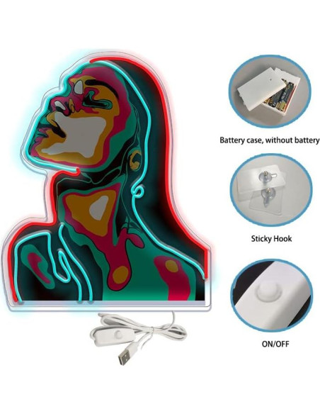 Luz de neón decorativa Shunyingwanda chica 41x33 cm USB