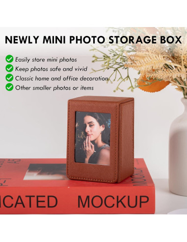 Caja de Almacenamiento para Fotos 2x3 HIYQIN Marrón - 50 Fotos